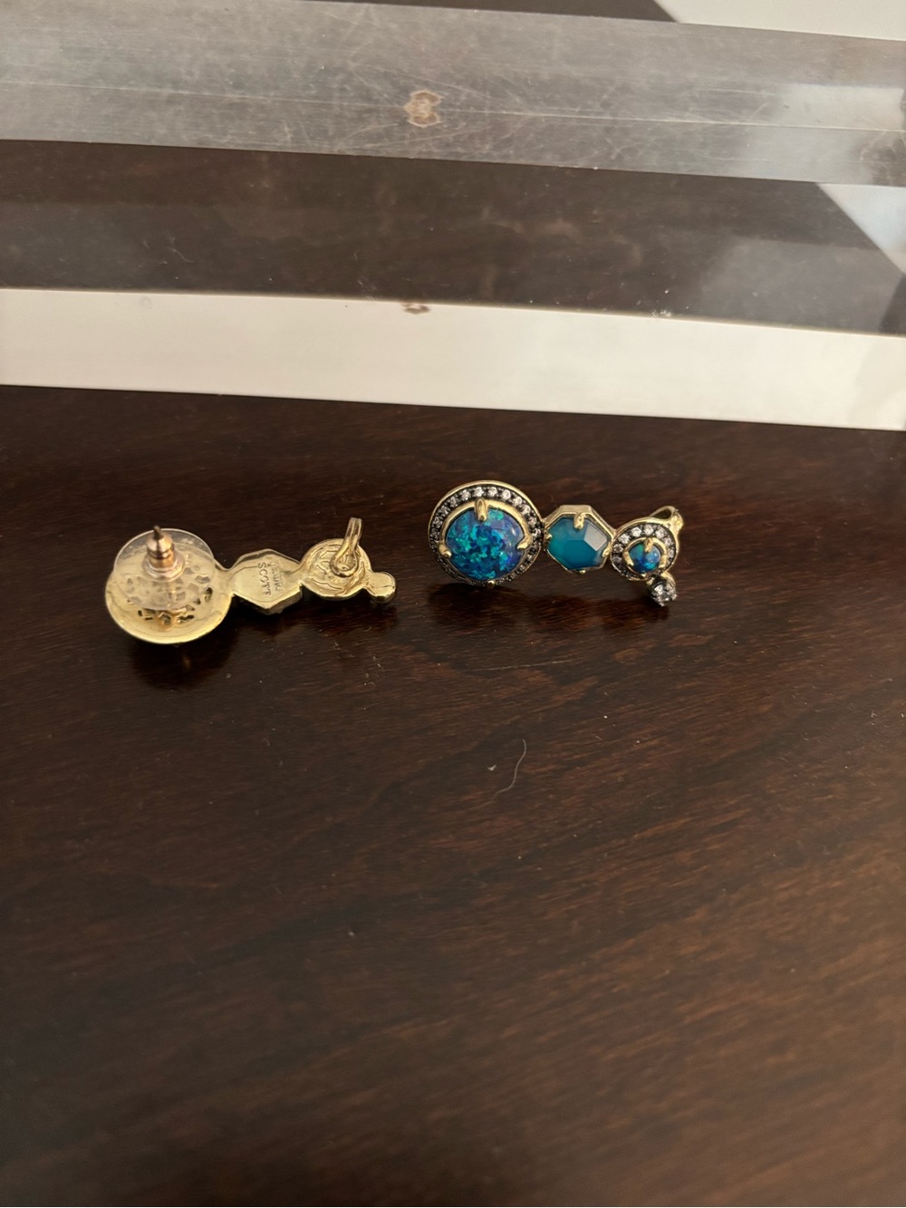 Kendra Scott Blue Opal & Aqua Ear Climber Earrings